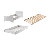 EINZELBETT Karalynn 208x77x96 aus Massivholz+MDF in Weiß - Beige, Holz (90/200cm) - 58aufmkessel