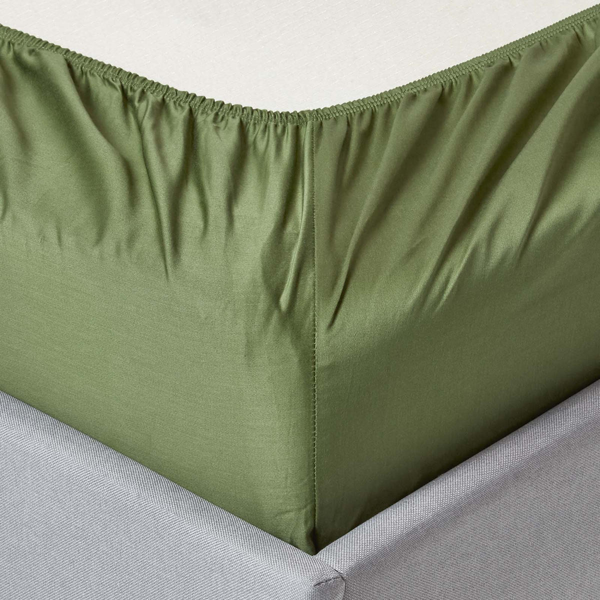 SPANNBETTLAKEN Satin aus 100% Bio-Baumwolle - Grün, Textil (120/190cm) - Homescapes