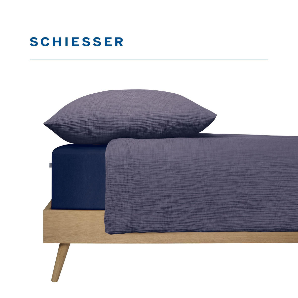 BETTWÄSCHESET Molly - Musselin - 2-teilig - 135x200 cm - Indigo - Dunkelblau, Textil (135/200cm) - SCHIESSER
