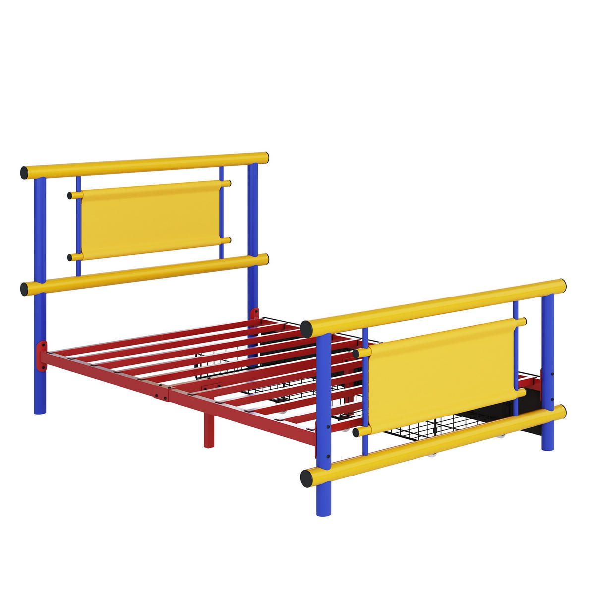 METALLBETT 90/200 cm Blau mit 2 Schubladen - Blau, Metall (90/200cm) - Oxeza