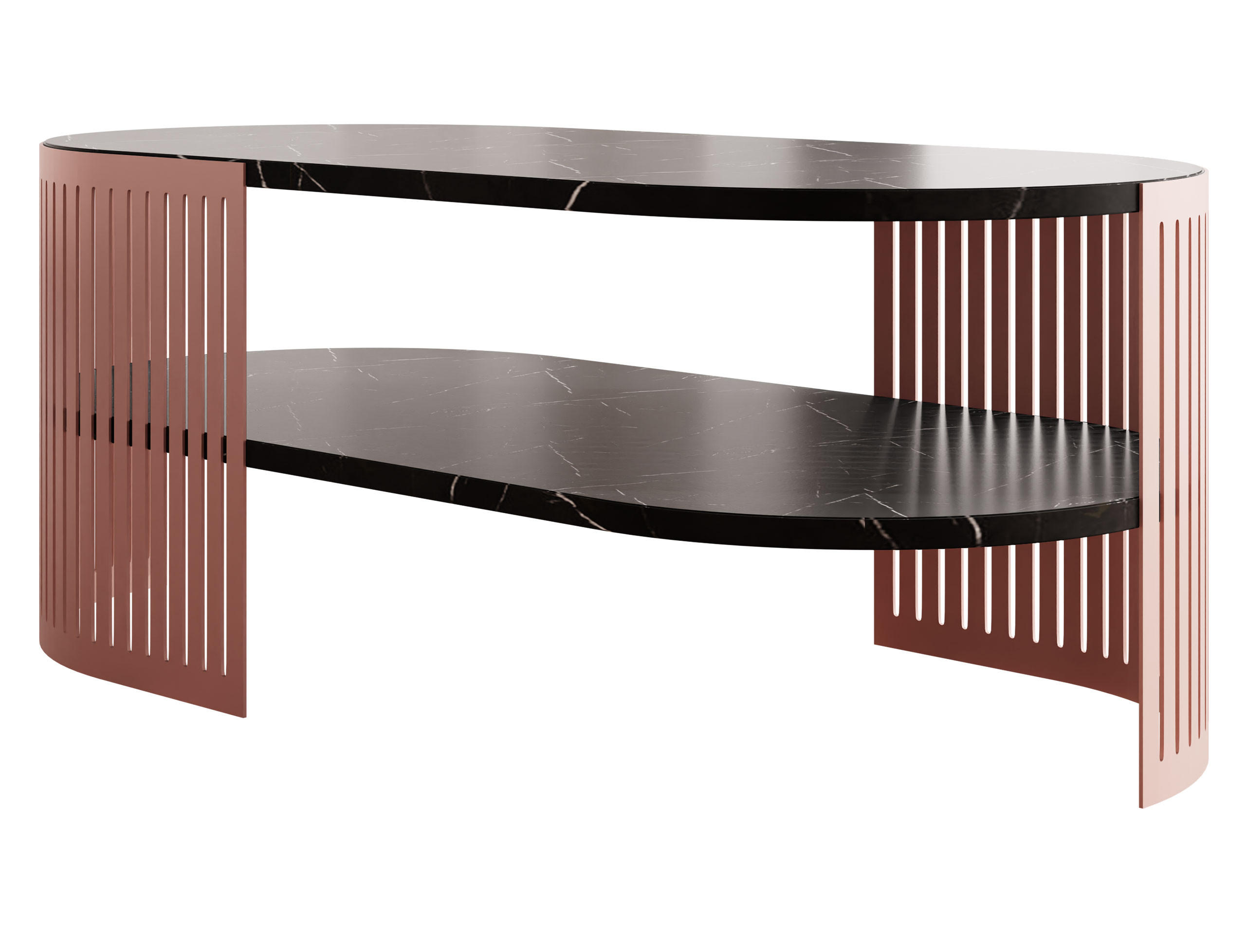 COUCHSITCH Fikoli Oval Ember II - Messingfarben/Schwarz, Holzwerkstoff/Metall (100/50/40cm) - MIRJAN24