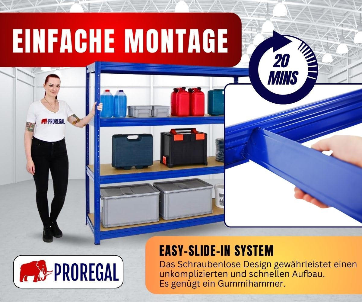 SCHWERLASTREGAL Dino 180x180x60 cm Fachlast 500 kg Blau - Blau, Metall (180/180/60cm) - PROREGAL
