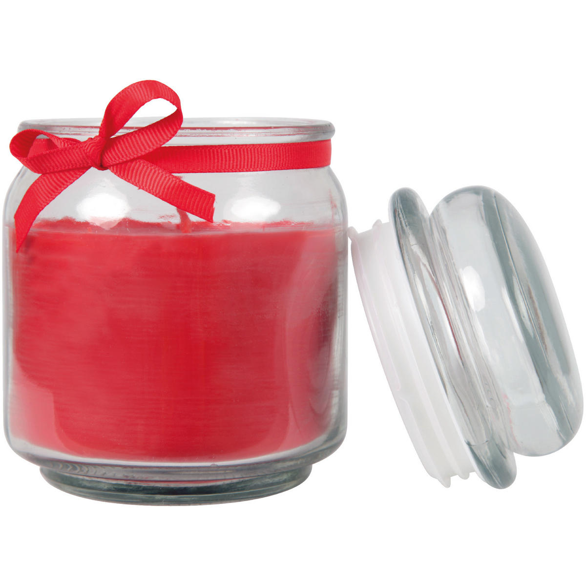 DUFTKERZE im Bonbonglas mit Deckel Rose 70h - Rot, Glas (9/13cm)