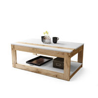 COUCHTISCH rechteckig Weiß - Eiche Wotan aufklappbar - Eiche Wotan/Weiß, Holzwerkstoff (66/112/45cm) - designimpex