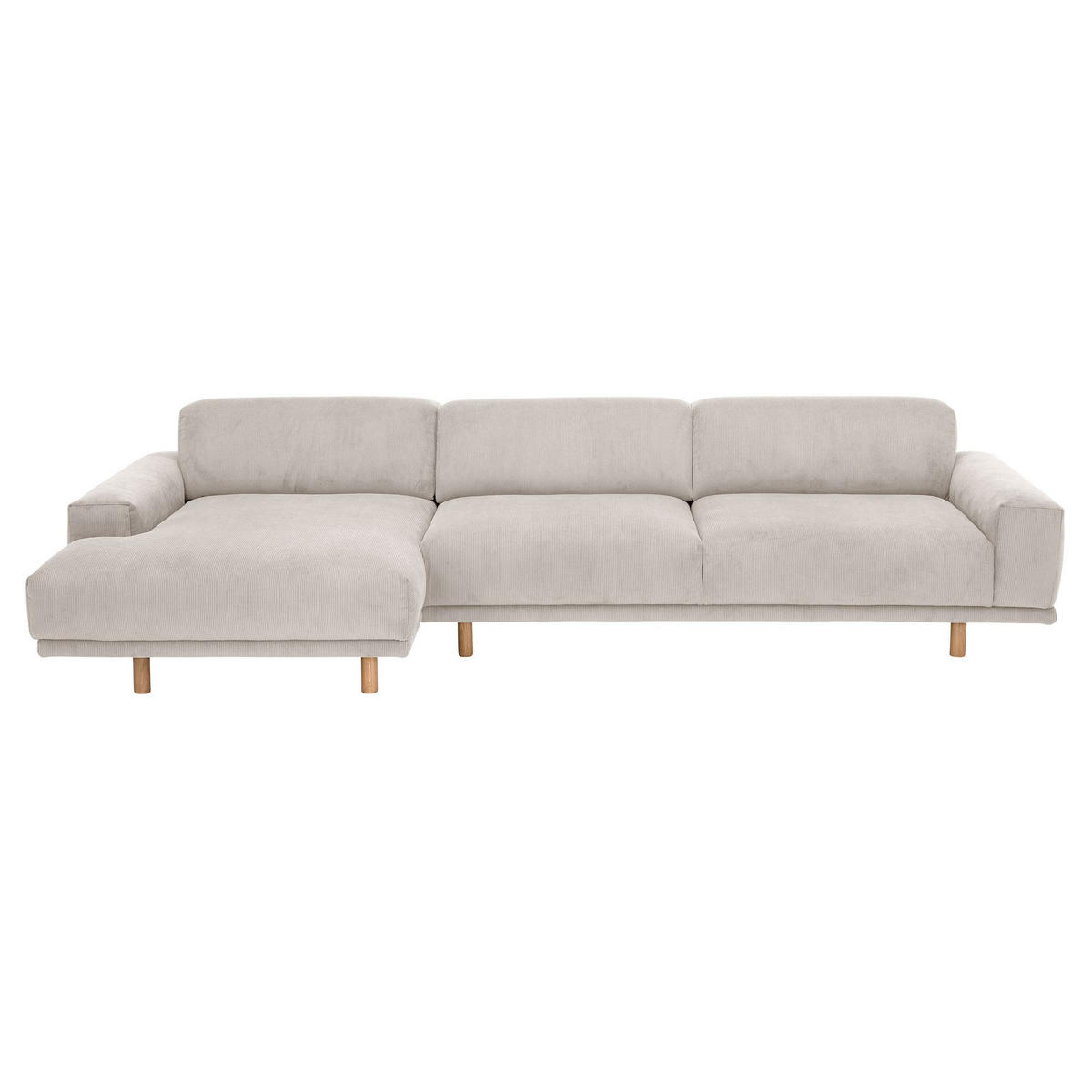 ECKSOFA mit Longchair links Kattryna Cordstoff beige - Beige, Kunststoff (133/283cm) - 58aufmkessel