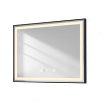 BADSPIEGEL mit Beleuchtung Schwarzer Rahmen 80/60 cm - Weiß, Glas (60/4/80cm) - EMKE