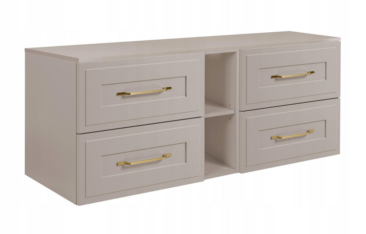 WASCHBECKUNTERSCHRANK CLASSIC 140 cm mit Arbeitsplatte Farbe: Kaschmir mit einem Regal Kaschmir - Kaschmir, Holzwerkstoff (140/58/46cm) - Rodan