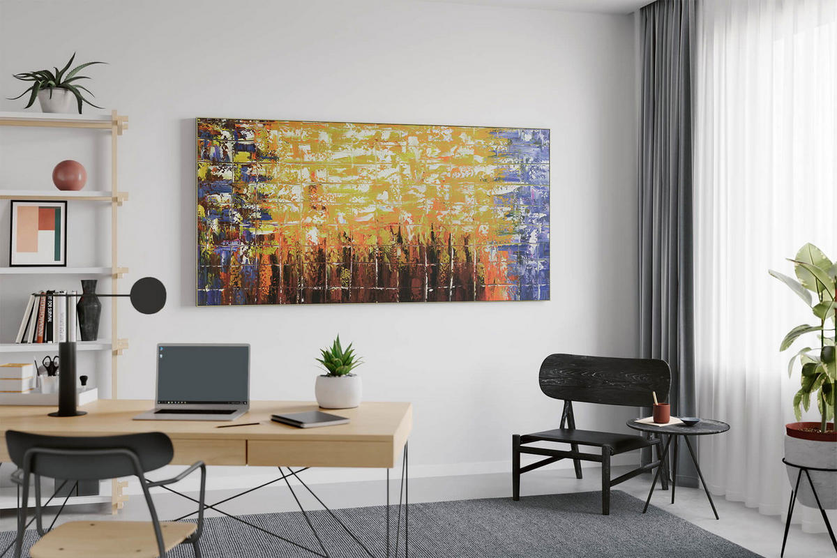 ÖLGEMÄLDE XXL Gelb 200/100 cm - Gelb/Weiß, Holz/Textil (6.68/100cm) - KUNSTLOFT