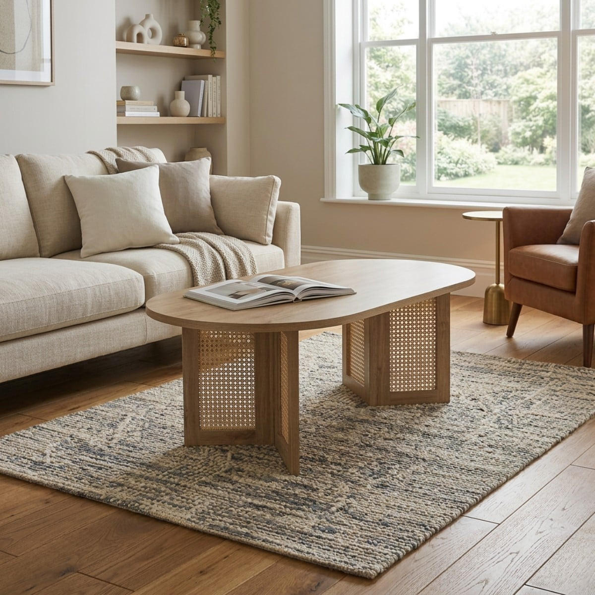 COUCHTISCH mit ovaler Tischplatte 40/72/120 cm - Eschefarben, Holzwerkstoff (66.2/60/40cm) - Calicosy