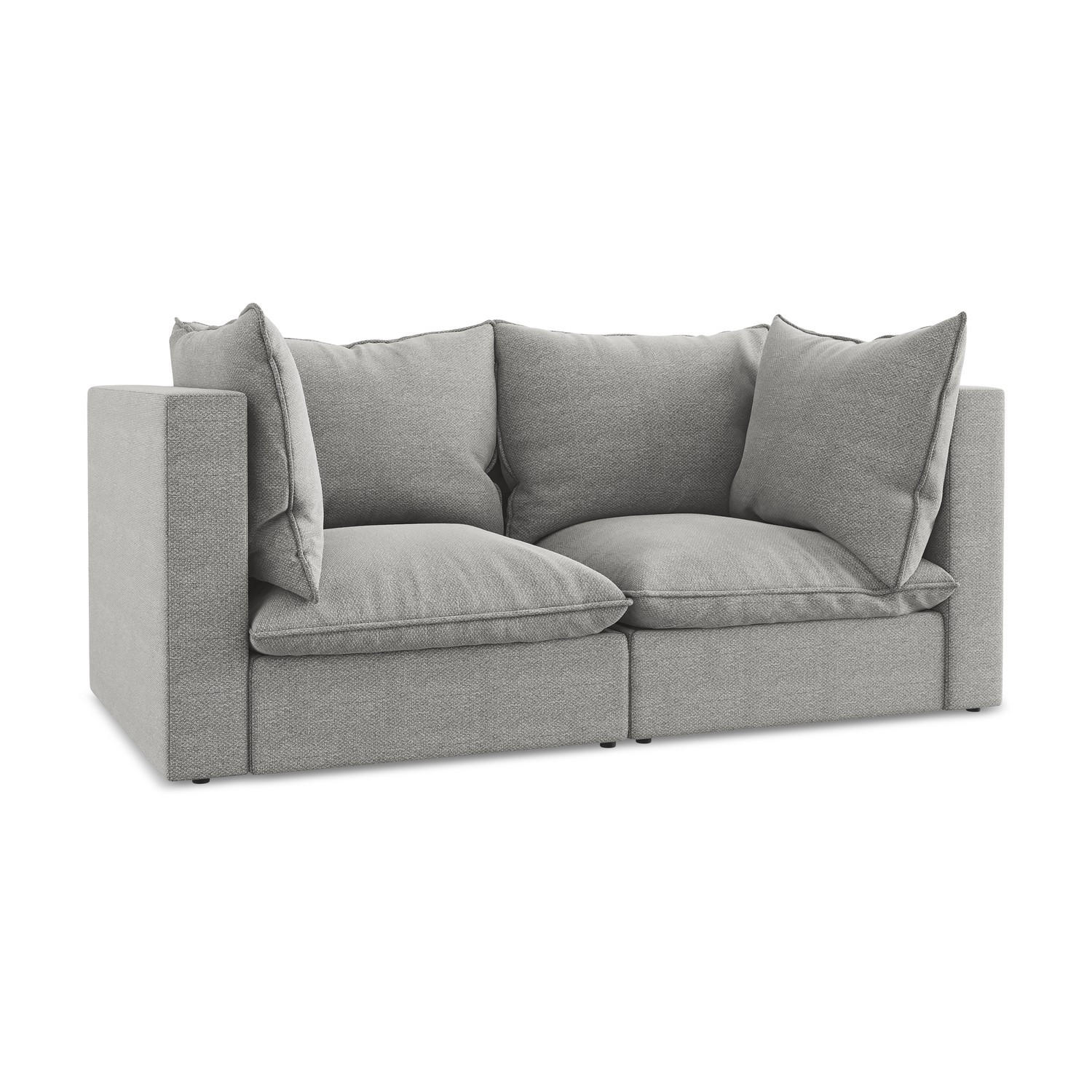 2-SITZER-SOFA Bouclé Stoff Grau - Hellgrau/Schwarz, Holzwerkstoff/Kunststoff (180/77/90cm) - LaMiaSofa