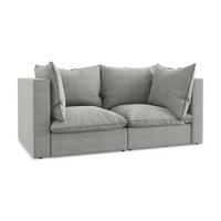 2-SITZER-SOFA Bouclé Stoff Grau - Hellgrau/Schwarz, Holzwerkstoff/Kunststoff (180/77/90cm) - LaMiaSofa
