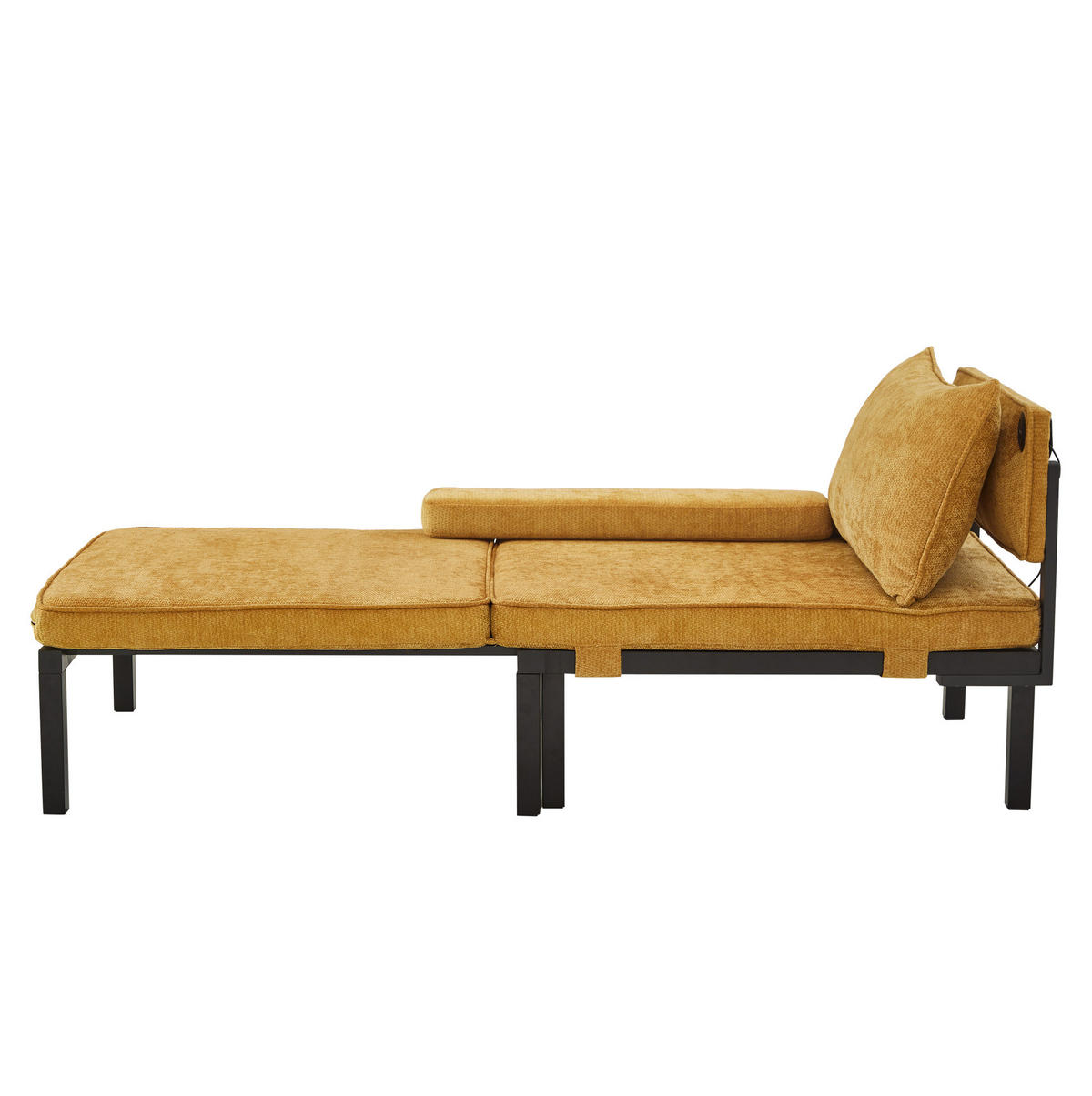 SCHLAFSESSEL mit Schlaffunktion, USB- und Type-C-Anschluss, platzsparendes 2-in-1-Design, Gelb - Gelb, Textil (82/79/176cm) - Redom