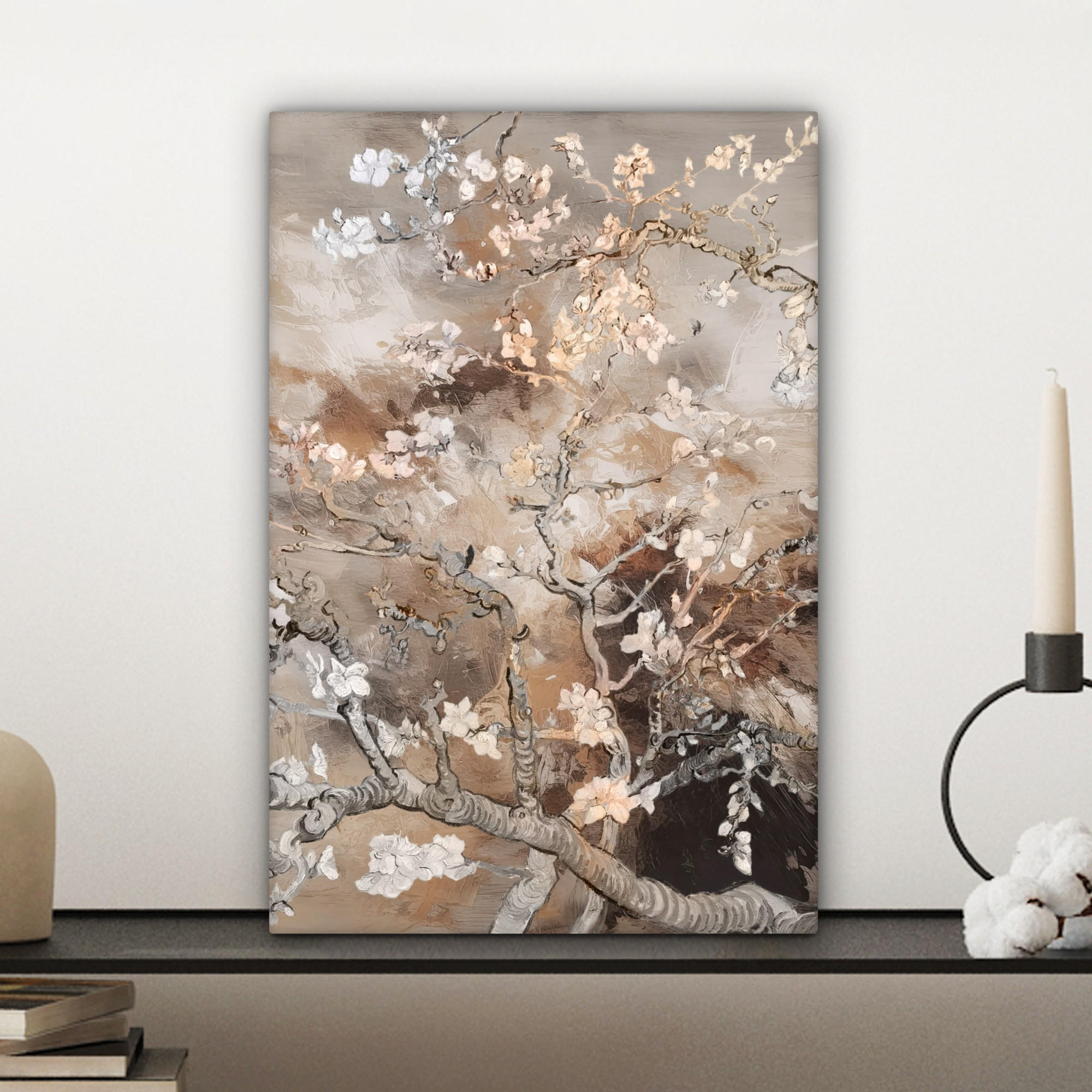 LEINWANDBILD Mandelblüte - Kunst - Van Gogh - Beige - Abstrakt 20x30 cm - Braun, Textil (20/30cm) - MuchoWow