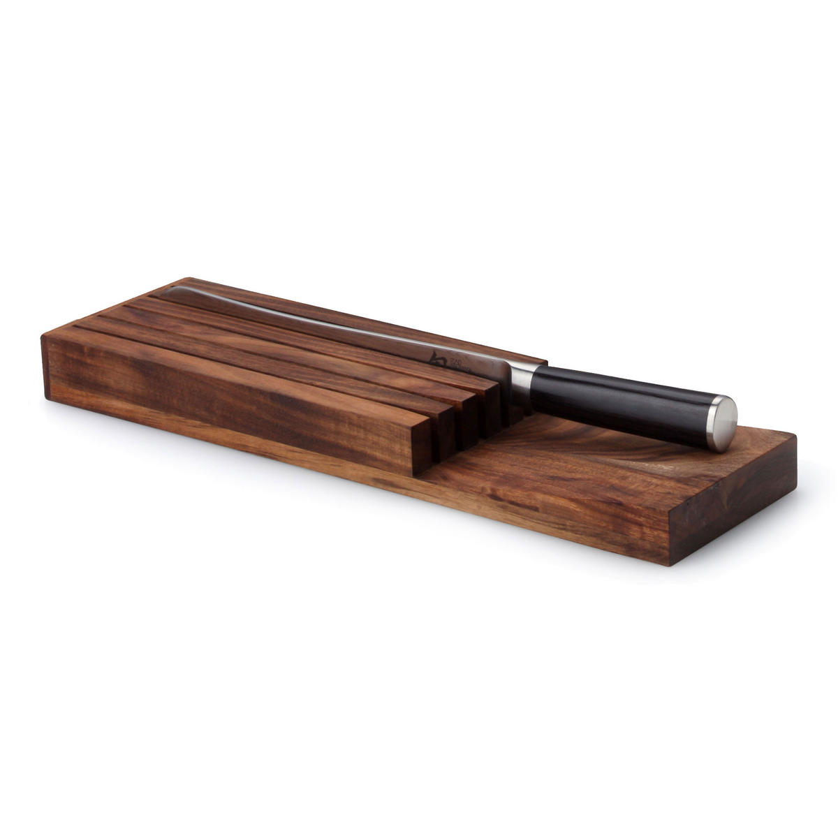 MESSERBLOCK für Schublade, für 5 Messer, Akazienholz - Dunkelbraun, Holz (11/4/39cm) - Continenta