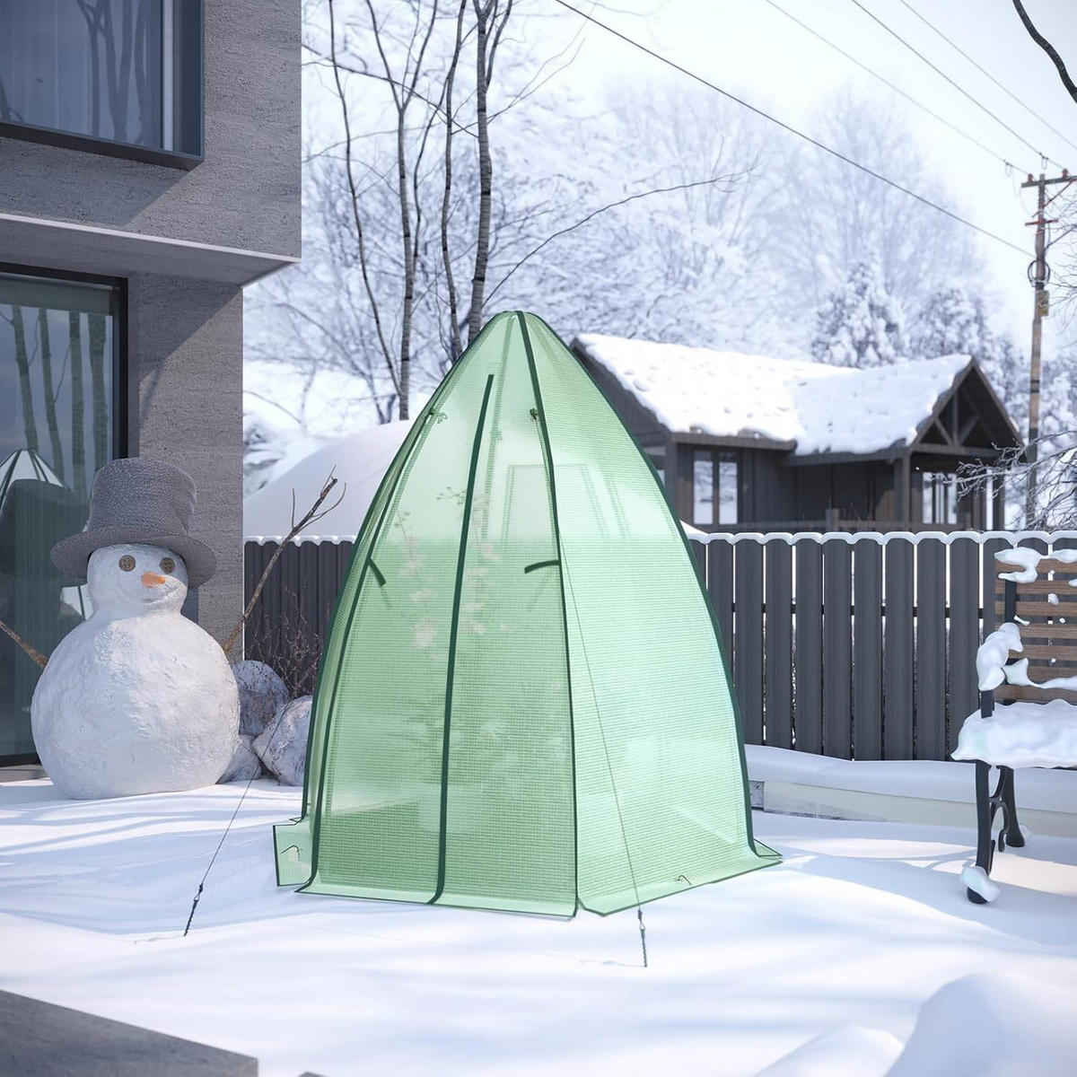 FOLIENGEWÄCHSHAUS,PE transluzenter Kälteschutz,160x180 cm - Grün, Textil/Metall (160/180/160cm) - Woltu