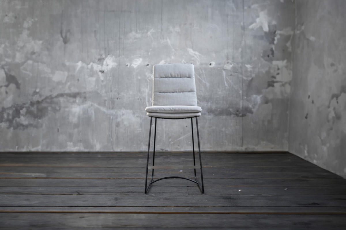 BARHOCKER VINCE Hellgrau Webstoff - Hellgrau, Textil (45/105/58cm) - KAWOLA