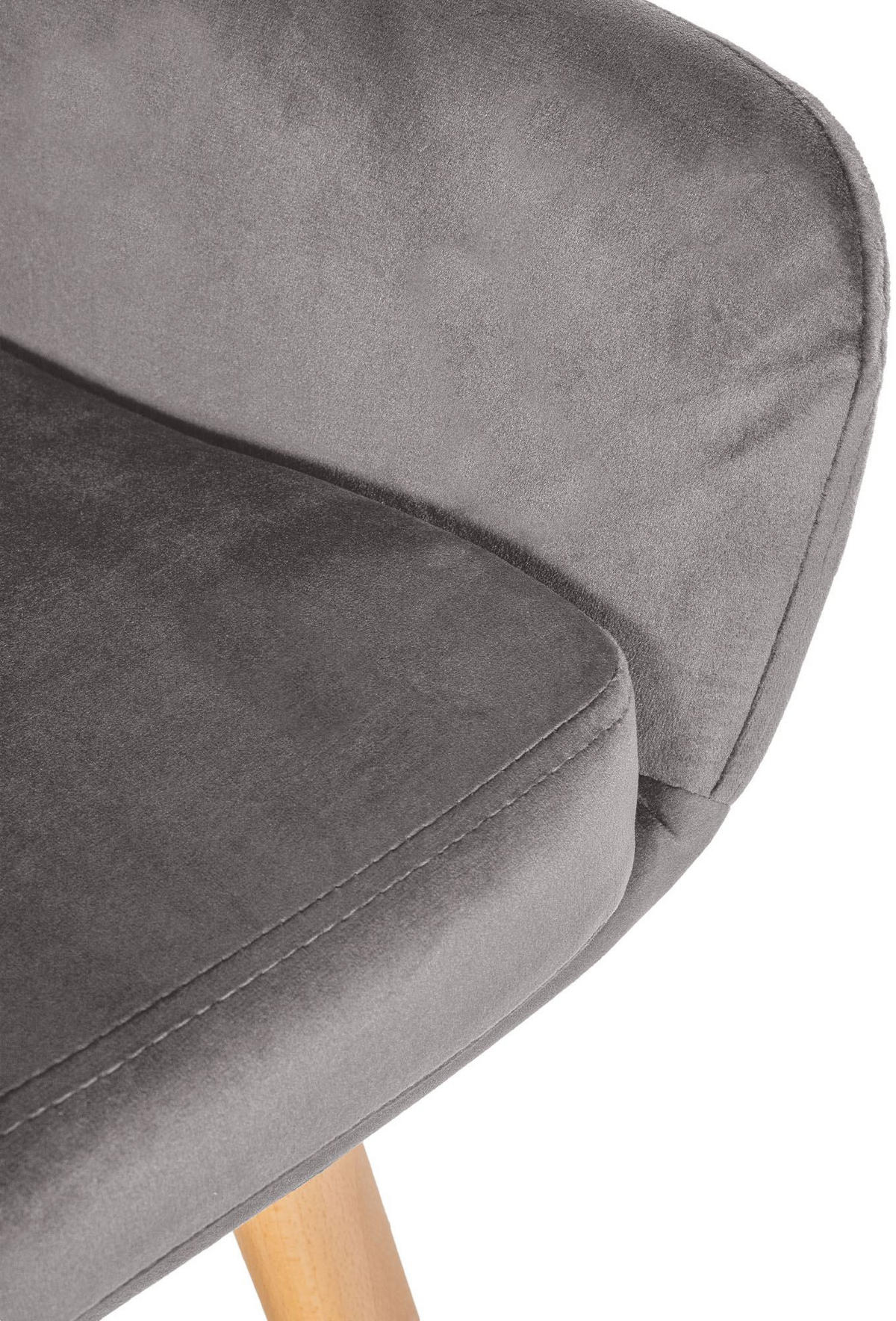 BARHOCKER 2er Set Samt Grau - Eukalyptusholzfarben/Grau, Holz/Textil (51/101/50cm) - CLP