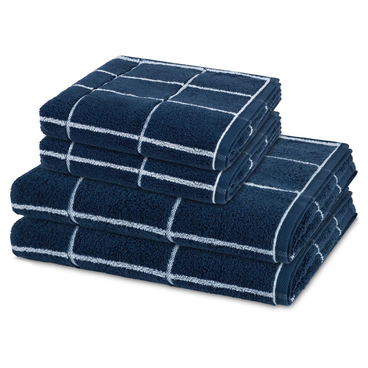 FROTTIERSET Sensual Skin Karo 4-teilig - Dunkelblau, Textil (50/100cm) - Ross