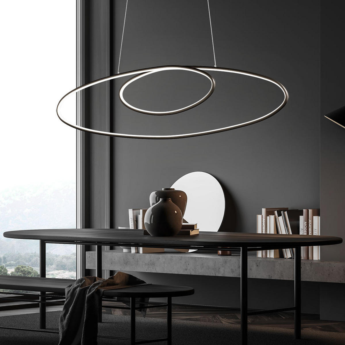 LED HÄNGELEUCHTE Metall Schwarz - Schwarz, Metall (110/10/150cm)