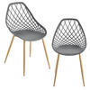 DESIGNSTUHL-SET 2 TLG. Warschau - Buchefarben/Grau, Kunststoff/Metall (48/83/58cm) - [en.casa]