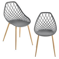 DESIGNSTUHL-SET 2 TLG. Warschau - Buchefarben/Grau, Kunststoff/Metall (48/83/58cm) - [en.casa]