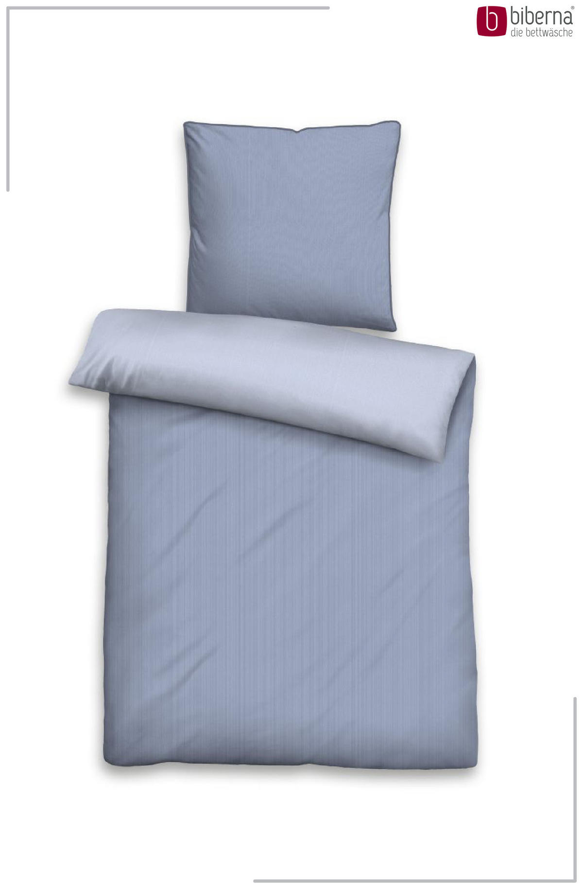 BETTWÄSCHE-GARNITUR Satin Feine Streifen blau, 155x200 cm + 80x80 cm - Blau, Textil (155/200cm) - biberna