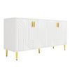 SIDEBOARD Wellenfront mit goldenen Griffen & Füßen Weißes - Weiß, Holzwerkstoff (152/75/40cm) - Urban Meuble