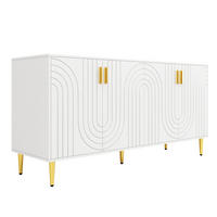 SIDEBOARD Wellenfront mit goldenen Griffen & Füßen Weißes - Weiß, Holzwerkstoff (152/75/40cm) - Urban Meuble