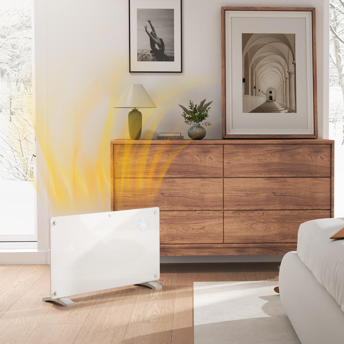 HEIZGERÄT DE-17045 1500 W mit LED-Display & Timer - Weiß, Glas (21.5/44.5/71cm) - ComfortXL