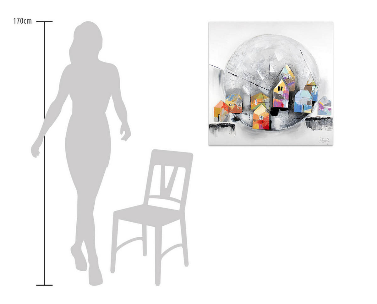 ACRYLBILD HANDGEMALT 80/80 cm - Grau, Holz/Textil (80/80cm) - KUNSTLOFT