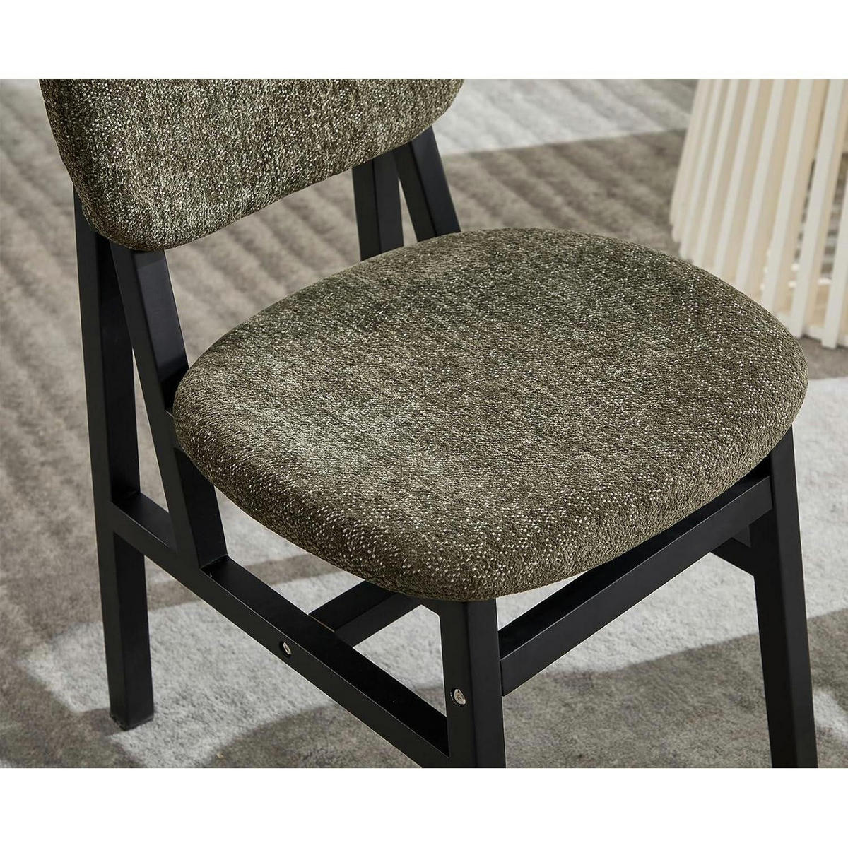 ESSZIMMERSTÜHLE 4er Set aus Chenille mit Holzrahmen, oliv - Olivgrün, Textil (53/79/43.5cm)