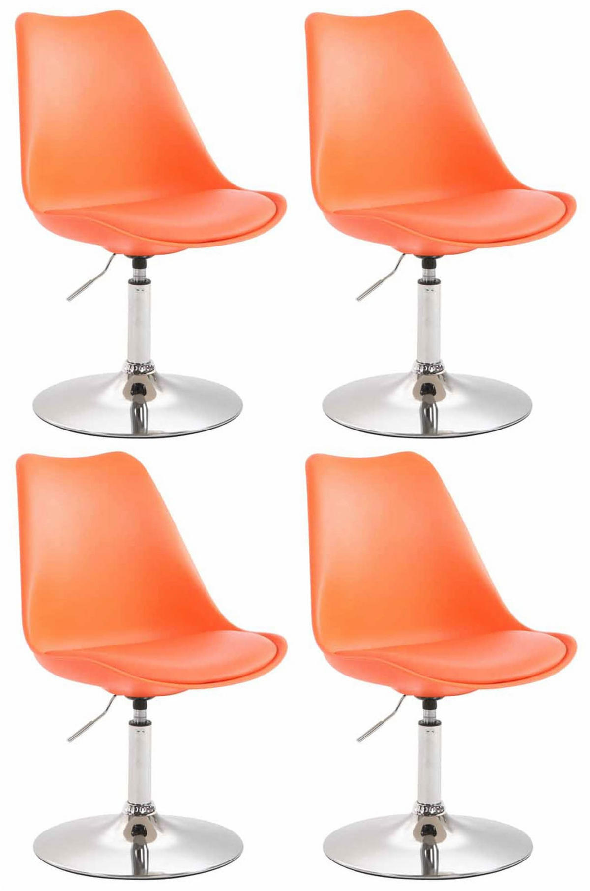 DREHSTUHL 4er Set Kunststoff orange - Chromfarben/Orange, Kunststoff/Metall (48/76/57cm) - CLP