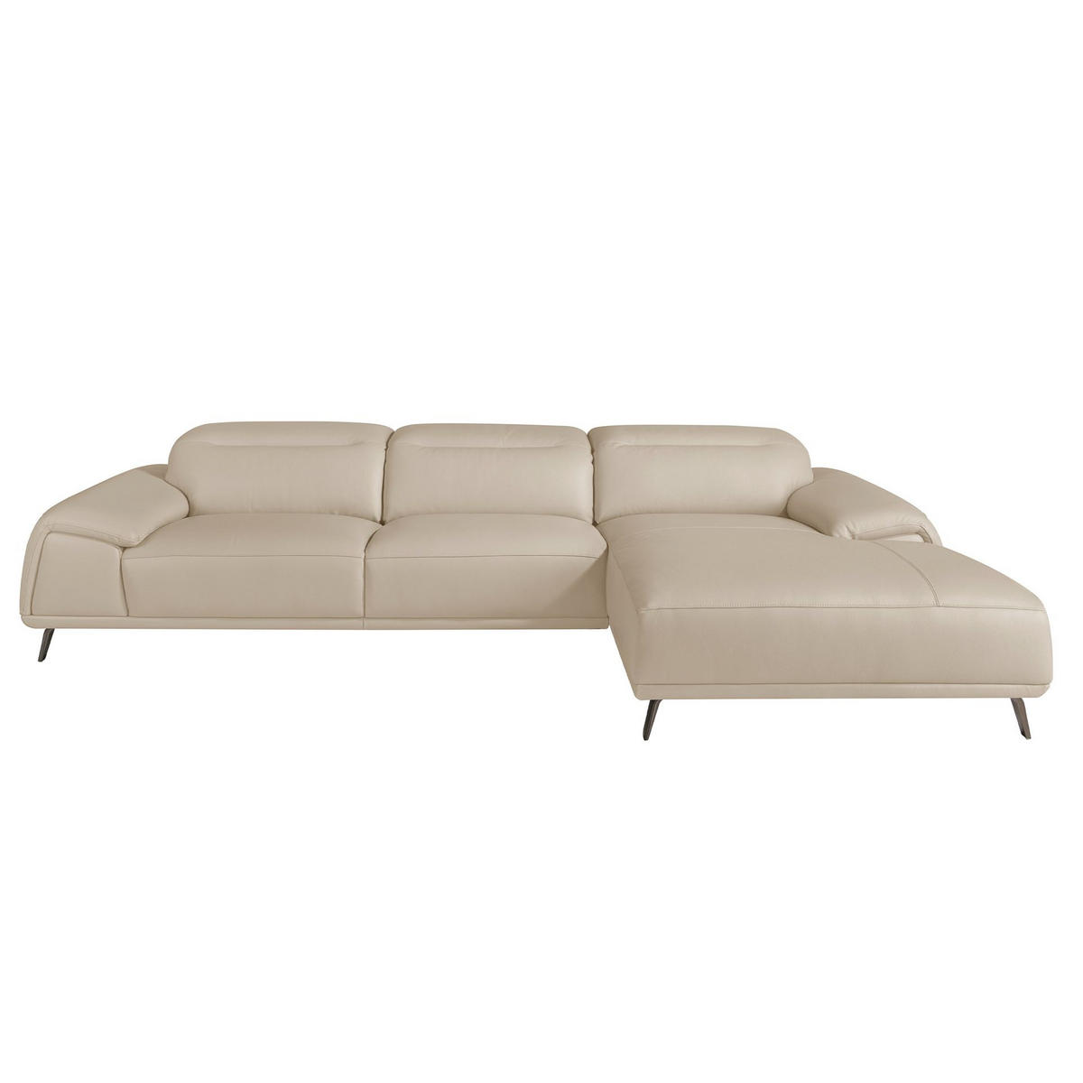 ECKSOFA Rechtes Chaiselongue-Sofa in Leder taupe grau 316/176/102 cm - Dunkelgrau, Leder (316/176cm) - ANGEL CERDA