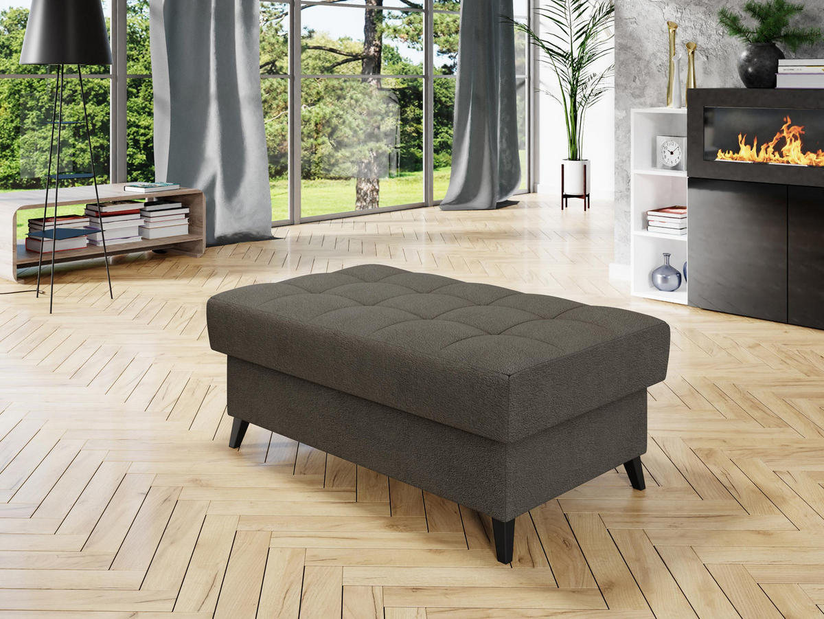 POLSTERHOCKER Nord - Dunkelgrau/Schwarz, Holz/Textil (106/44/67cm) - MIRJAN24