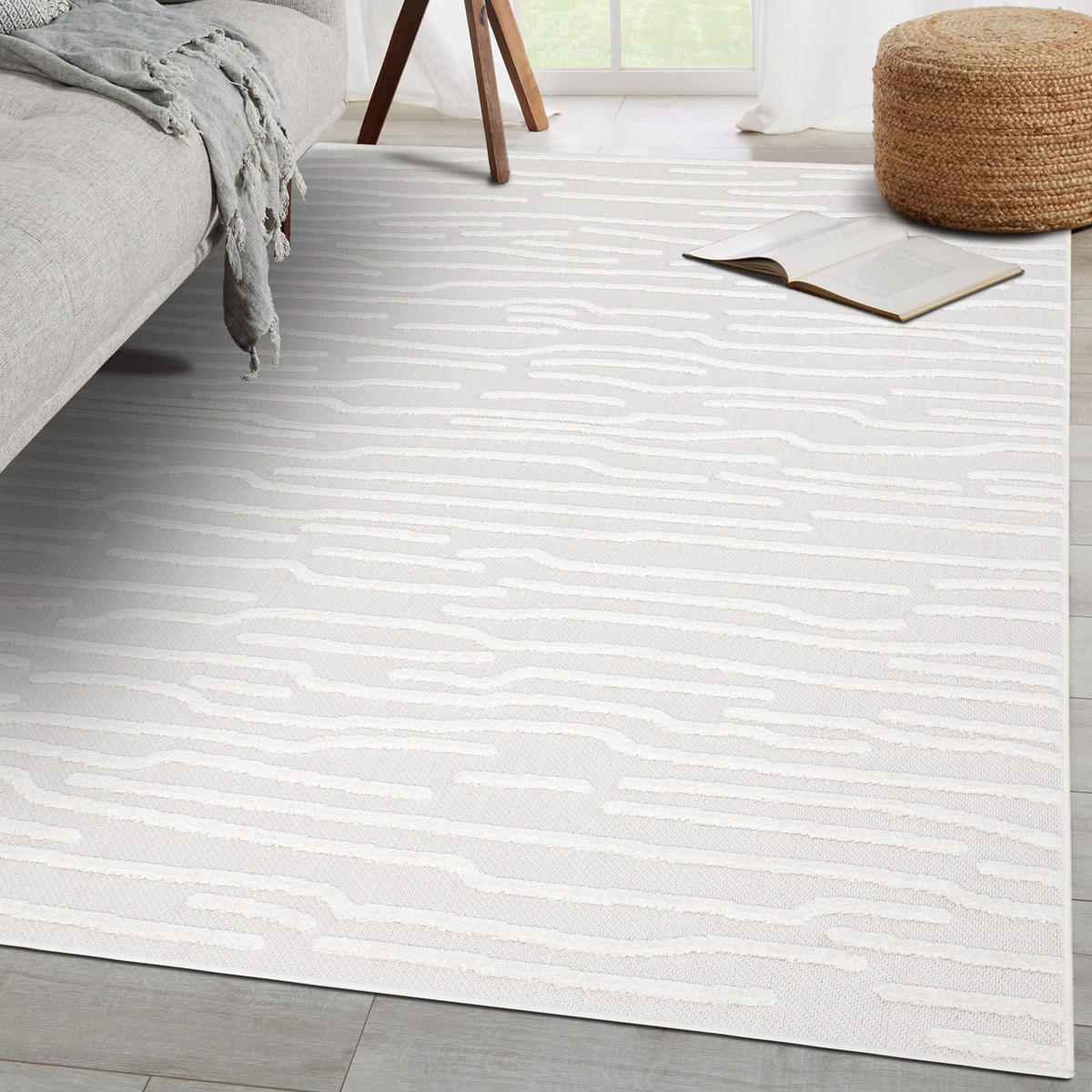 OUTDOOR-TEPPICH Santorini 450 Creme 60x110 cm - Creme, Textil (60/110cm) - carpet city