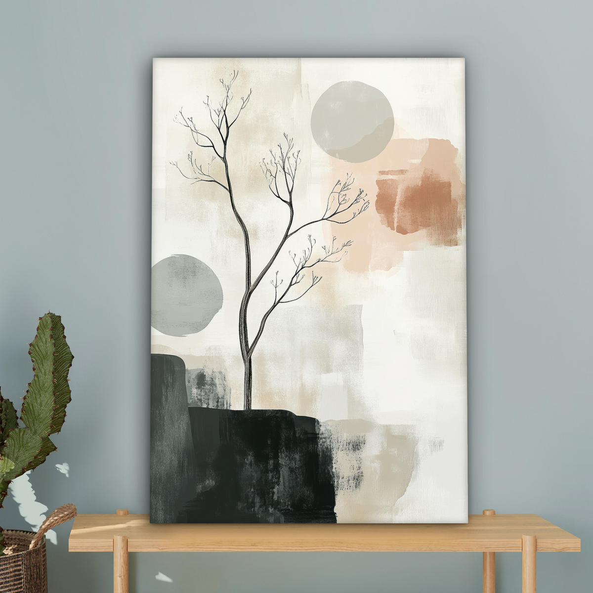 LEINWANDBILD Wabi sabi - Beige - Pflanze 60x90 cm - Sandfarben, Textil (60/90cm) - MuchoWow