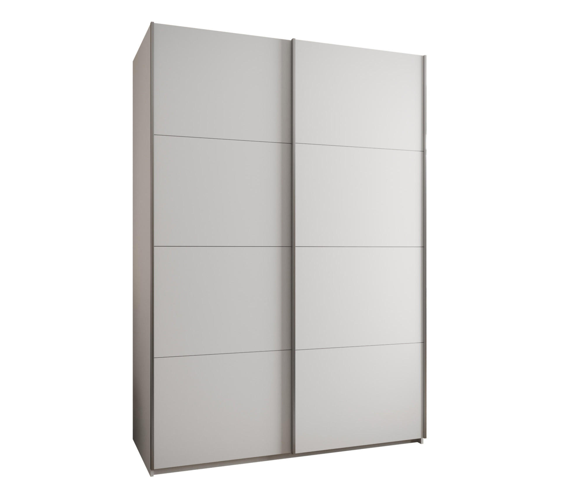 Abiks Möbel Schwebetürenschrank Weiß, Weiß, Silber 180x245x64 cm