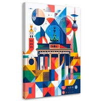 LEINWANDBILD Berlin Tor Abstraktion im Bauhaus-Stil 60x90cm - Multicolor, Textil (60/90cm) - Feeby