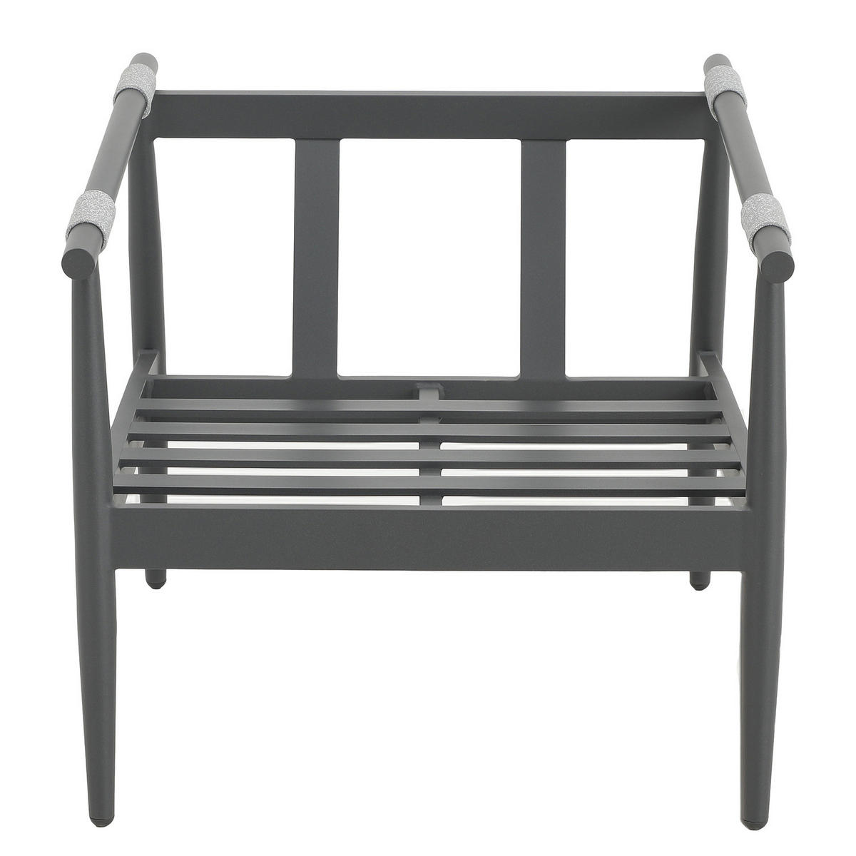 LOUNGESET - 4-teilig - Aluminium / Polyester - Grau / Anthrazit - Anthrazit, Textil/Metall (1/1/1cm) - home24