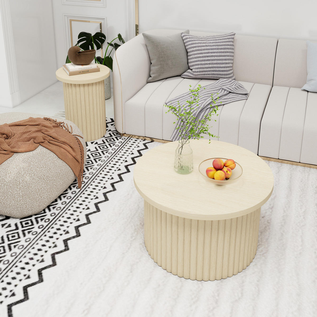 COUCHTISCH – 2er-Set mit Holzoptik - Sonoma Eiche, Holzwerkstoff (69/69/40.5cm) - Urban Meuble