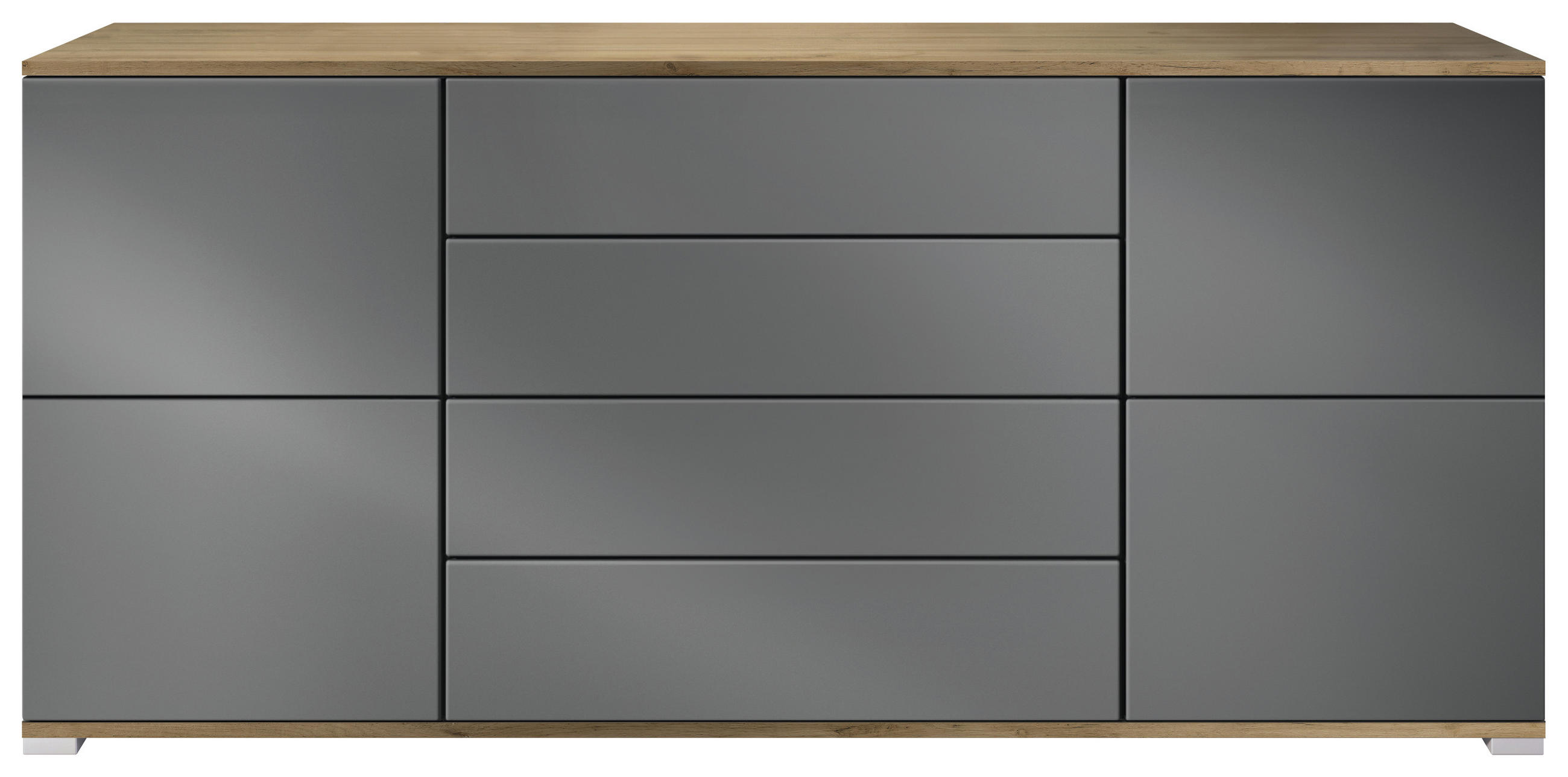 SIDEBOARD Rova Graphit Seidenmatt - Graphitfarben, Holzwerkstoff (166.5/75.5/35cm) - Vladon
