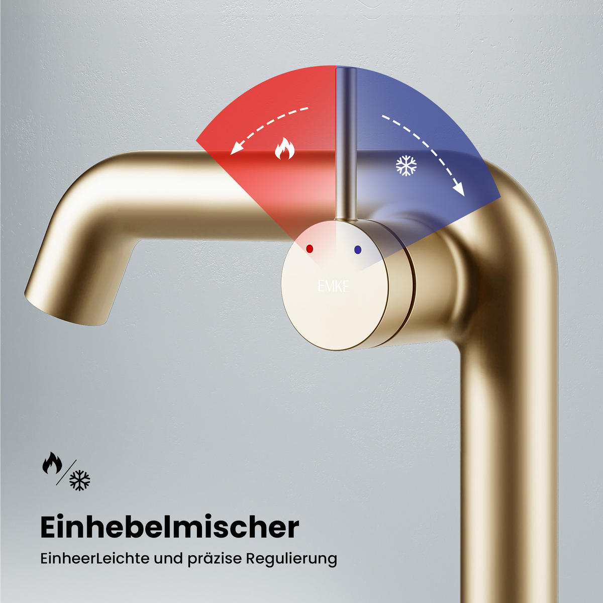 WASCHTISCHARMATUR Ventilkernzertifizierung Champagnergold 15cm - Goldfarben, Metall (20/7.6/22.2cm) - EMKE