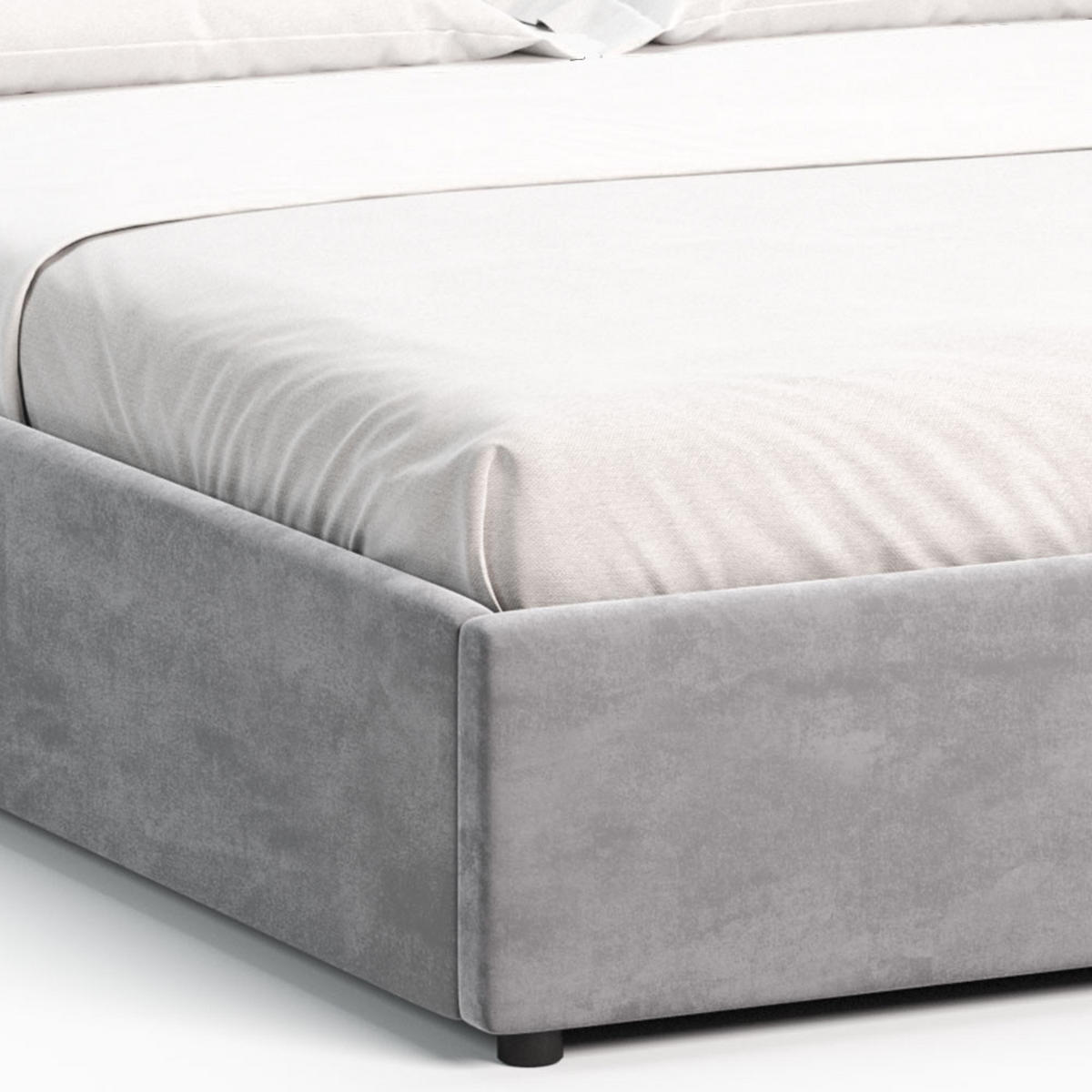 POLSTERBETT 140×200 mit Bettkasten und Lattenrost Mira HLR-22 Grau Velours inkl. KOMFORTSCHAUMMATRATZE Nova 7-Zonen H3 mittelfest 140 - Grau, Holz/Metall (140/200cm) - Jana