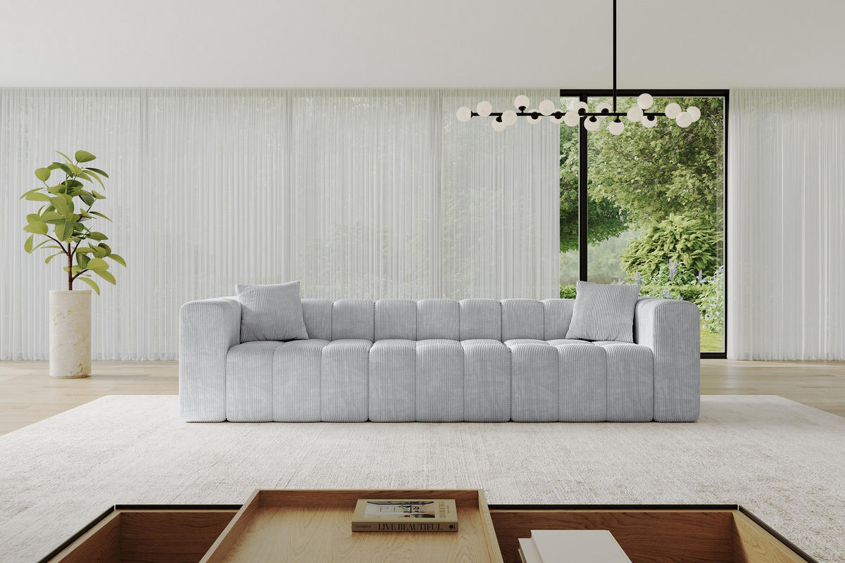 POHOVKA 3-MÍSTNÁ DONY-3 315x90x71 cm Šedá Manšestr - šedá/barva hliníku, kompozitní dřevo/textil (315/71/90cm) - ALTDECOR