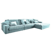 ECKSOFA XL LANA Hellblau Cord - Schwarz/Hellblau, Textil (416/205cm) - KAWOLA