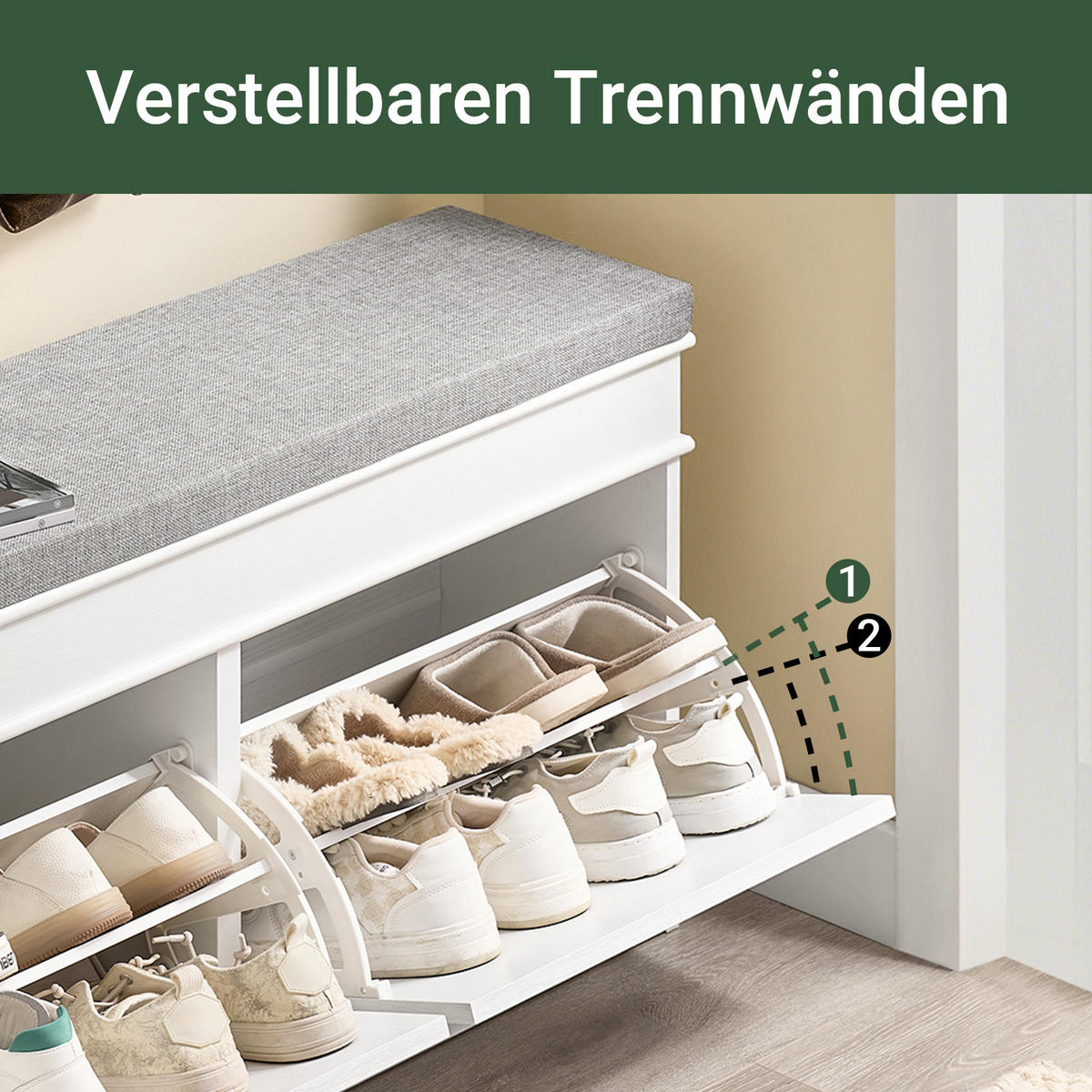 SCHUHBANK Weiß - Weiß, Holzwerkstoff (104/51/24cm) - SoBuy