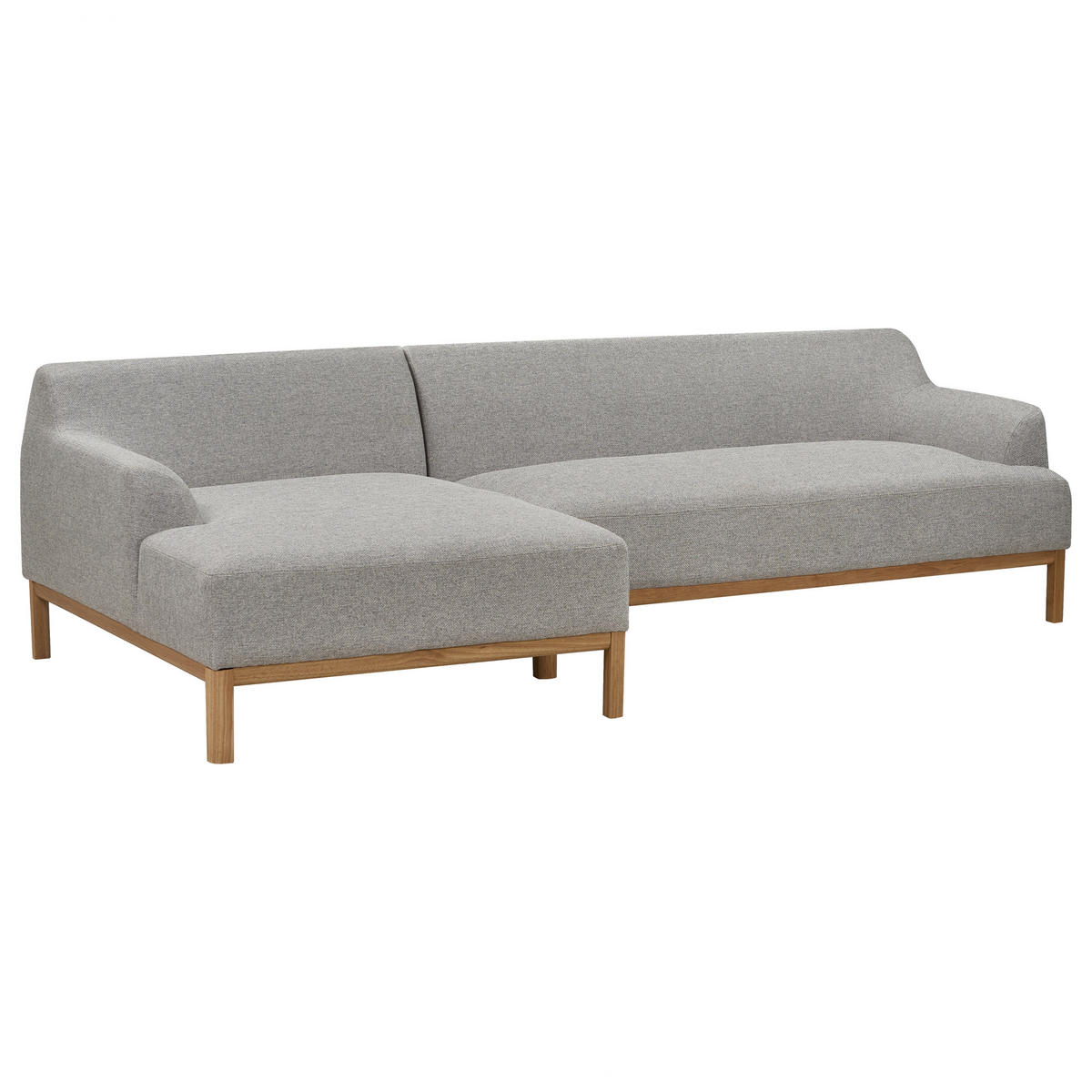 ECKSOFA 3-Sitzer Stoff Hellgrau rechtsseitig Sosjo - Hellgrau, Textil (251/132cm) - Beliani