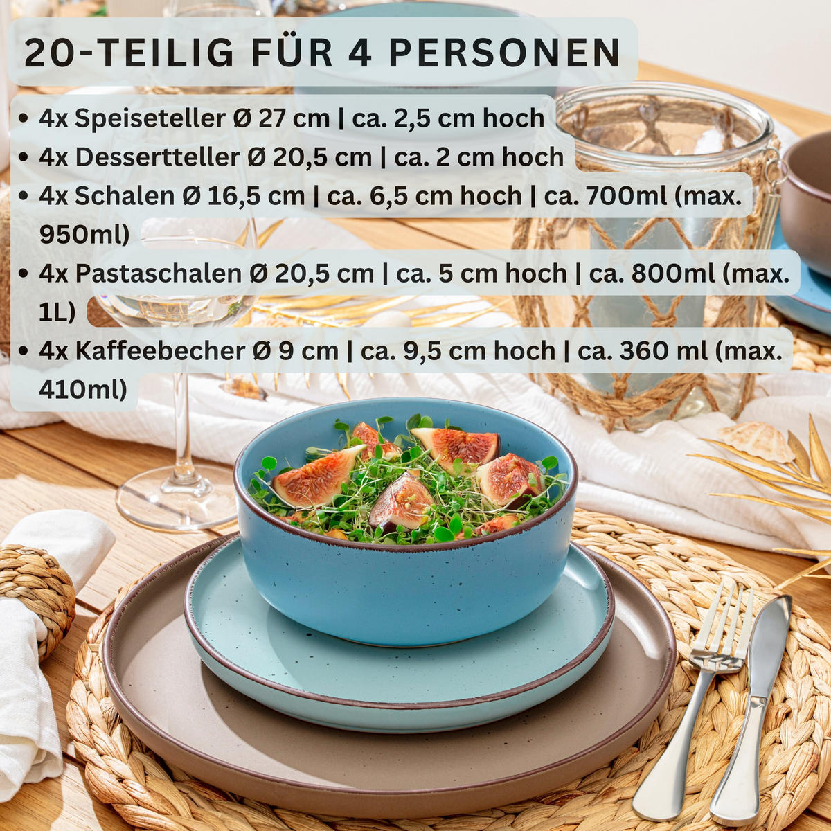 KOMBISERVICE BOMBAY MEERESBODEN - 20 teilig aus Steingut - Multicolor, Stein (27/9.5/27cm) - Sänger