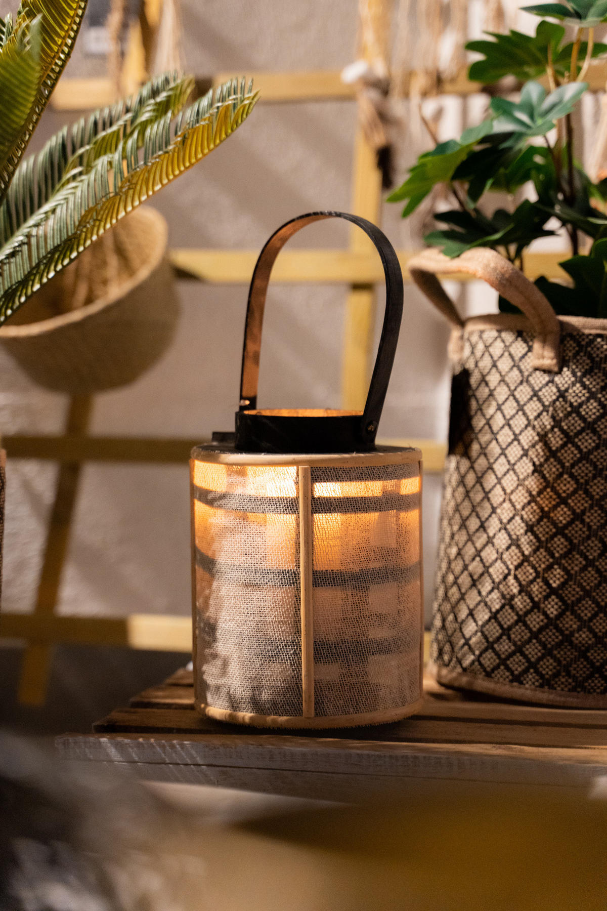 LATERNE Bambus und Metall Ø 17/22 cm - Multicolor, Naturmaterialien (17/22/17cm) - Home Styling Collection