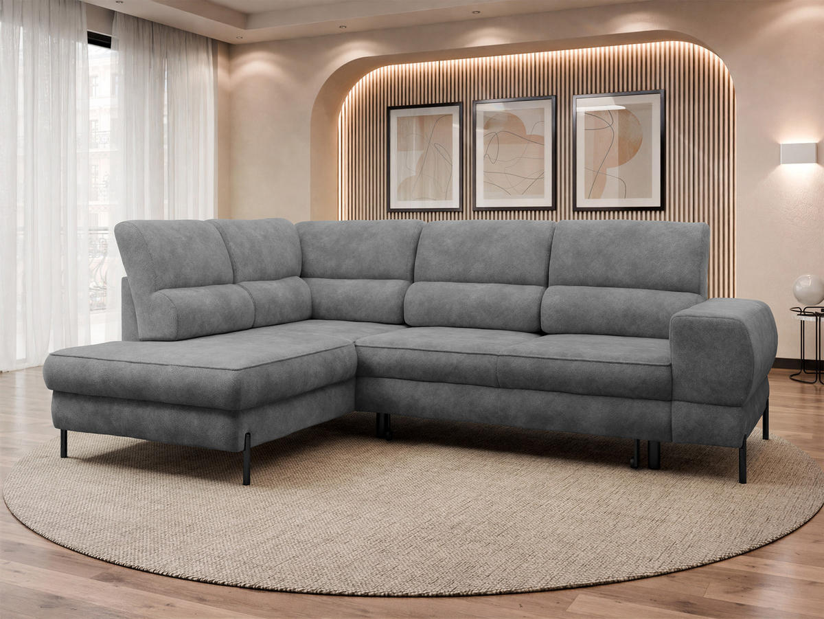 ECKSOFA Clinton, Seite: Links - Schwarz/Grau, Holz/Kunststoff (253/174cm) - MIRJAN24